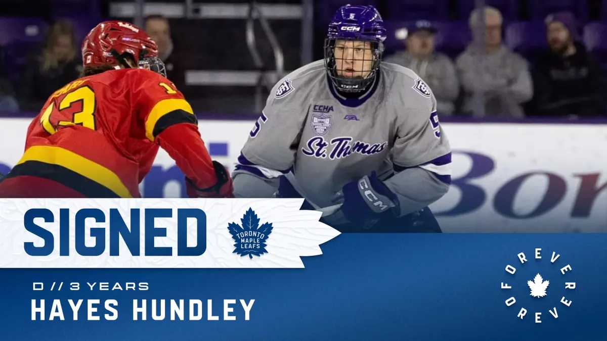 Hayes Hundley Signs Entry-Level Contract with Toronto Maple Leafs