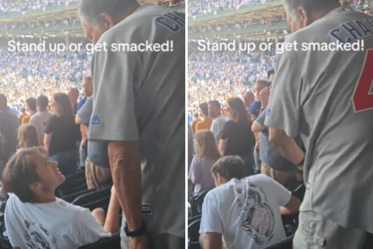 Chicago Cubs fan slaps younger fan for not standing during National Anthem in viral video - Fox News